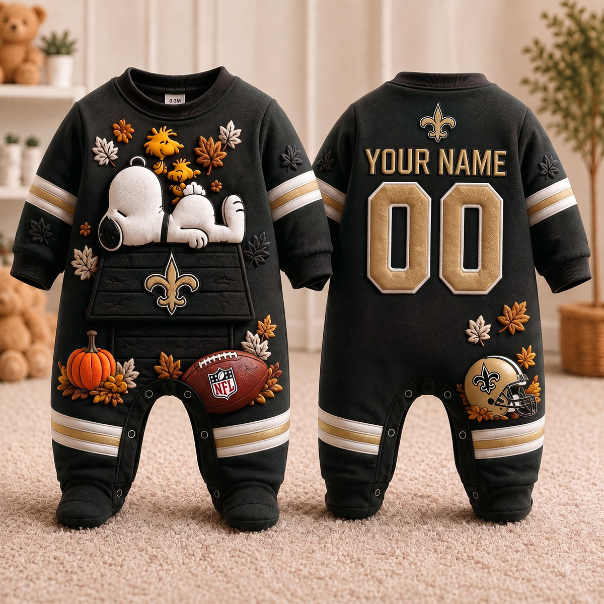 NOS_Personalized NFL Football Baby Onesie – Custom Name & Number