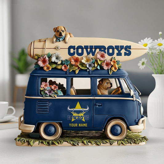 NQC x NRL Funny Dog Driving Summer Car Acrylic Block Plaque Custom Name Gifts DDT CTND