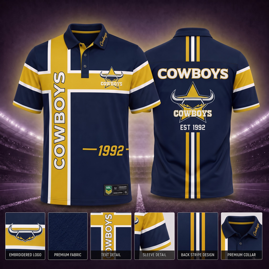 NQL X Premium NRL Men’s Sporty Cross Stripe Polo Shirt