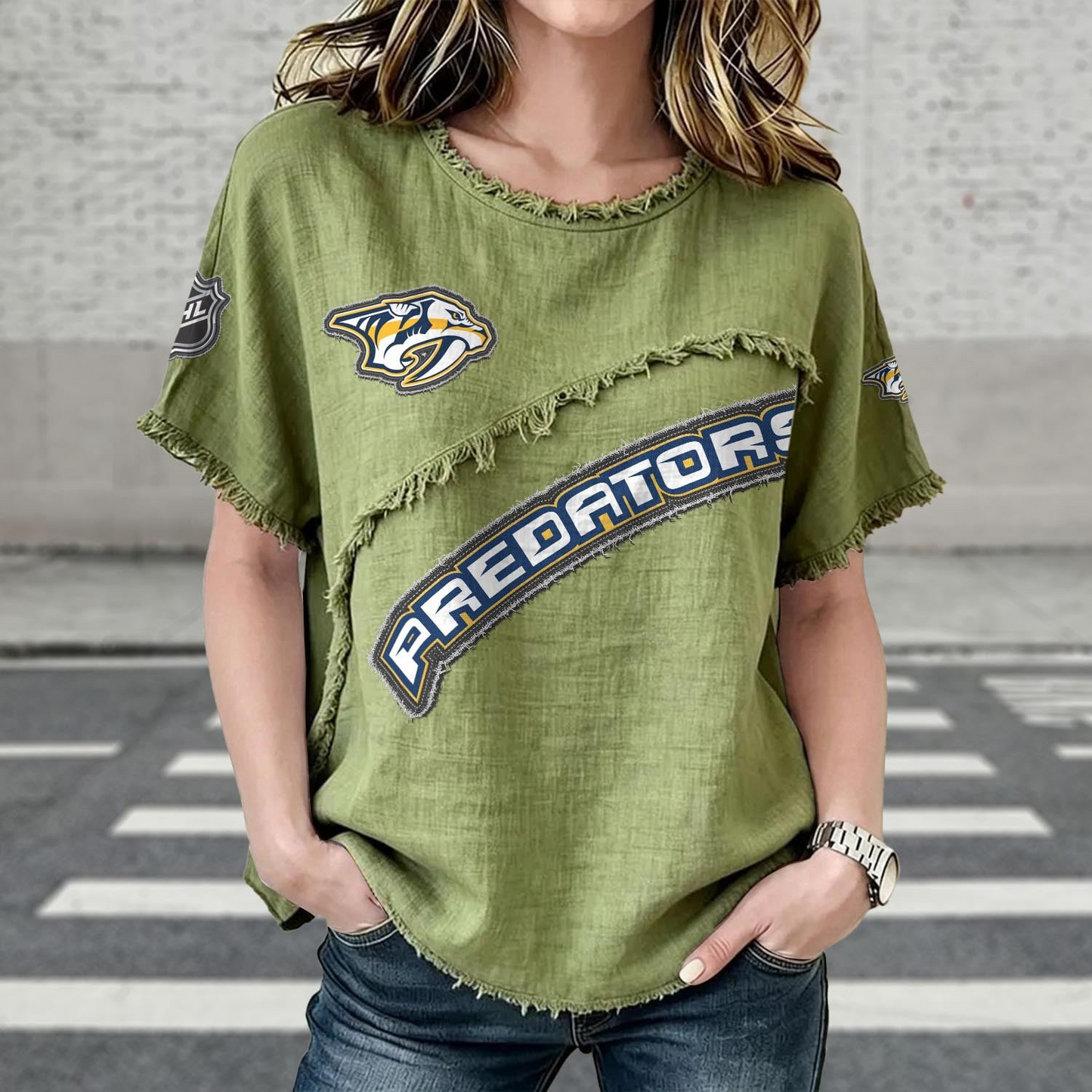 NSH x NHL Womenƒ??s Vintage O-Neck 2905 DatND DVT