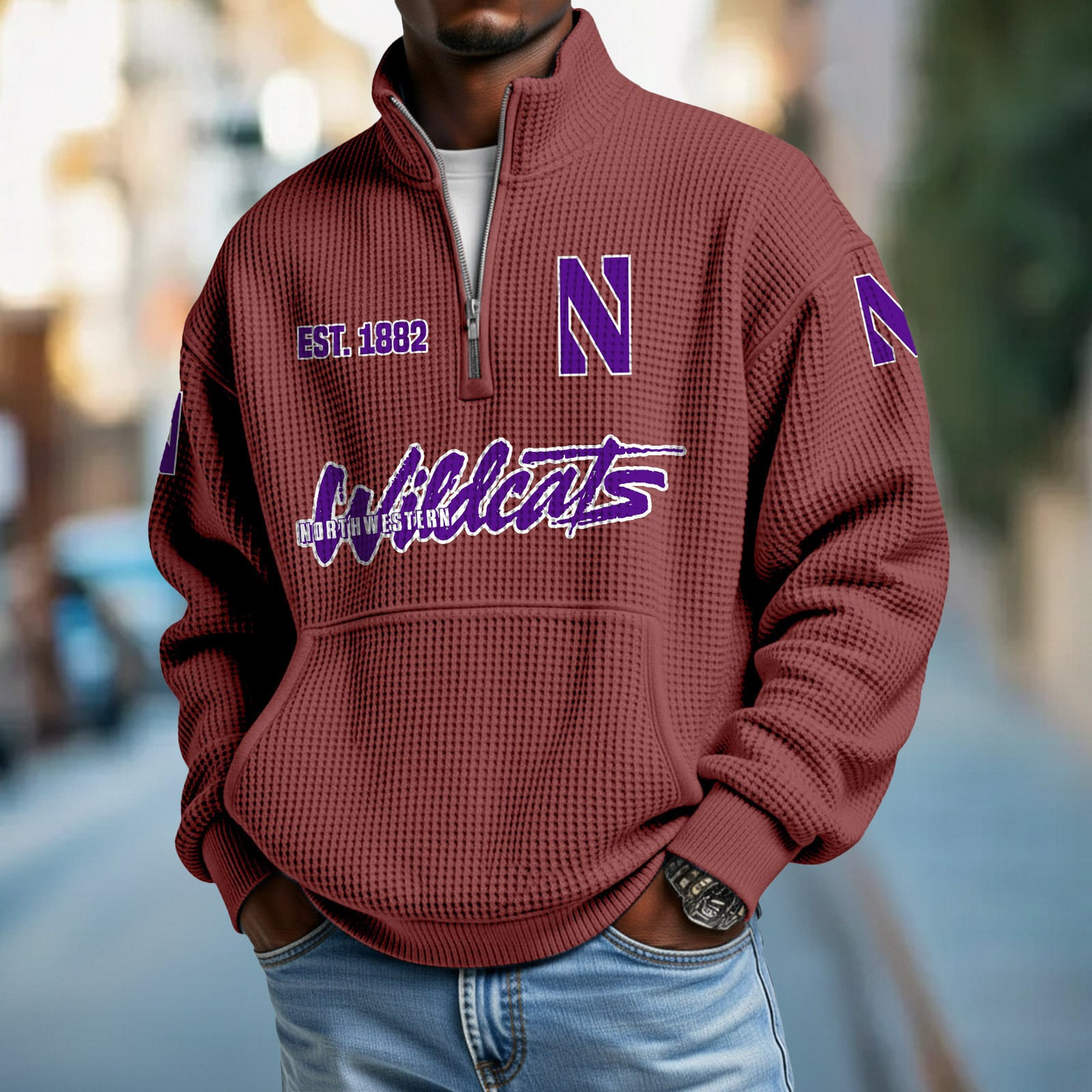 NW x College Football - Waffle Stand Collar Half Zip Sweatshirt DatND DVT