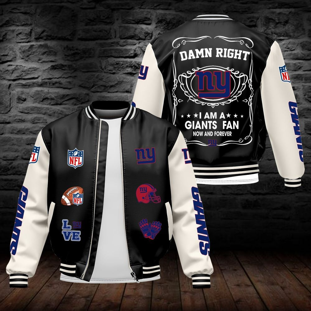 NYG NFL Premium Leather Bomber Jacket DDT HLPHUONG