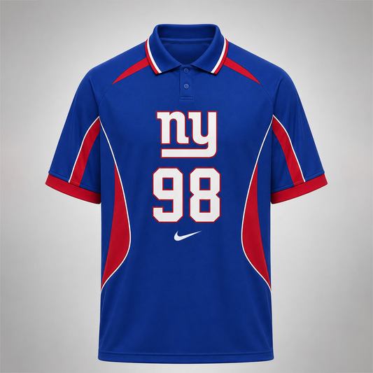 NYG Premium NFL Custom Number Sports Style Polo Shirt