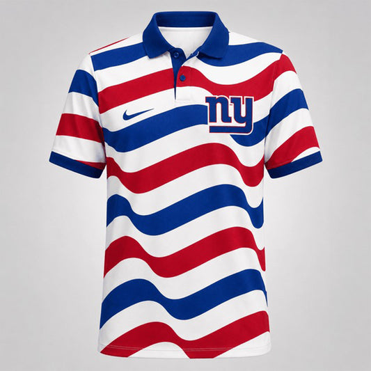 NYG Premium NFL Custom Striped Athletic Polo Shirt