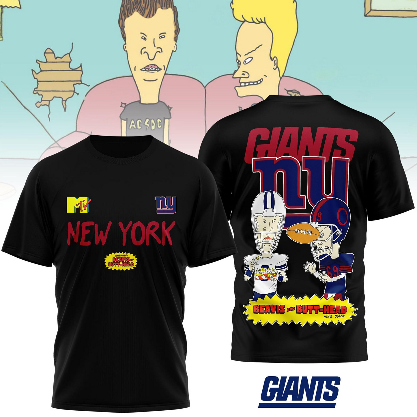 NYG Premium NFL Funny Beavis and Butt-Head Shirt DDT NTL