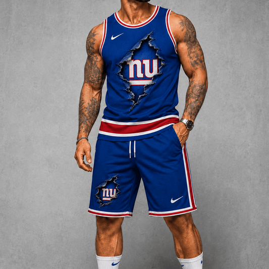 NYG Premium NFL Game Day Football Fan Tank Top and Shorts Set 1706