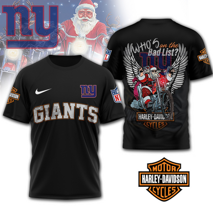 NYG Premium NFL Harley-Davidson Santa Claus 3D Shirt DDT NTL