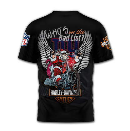 NYG Premium NFL Harley-Davidson Santa Claus 3D Shirt DDT NTL