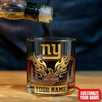 NYG Premium NFL Motorcycle Personalized Whiskey Glass DDT NTL