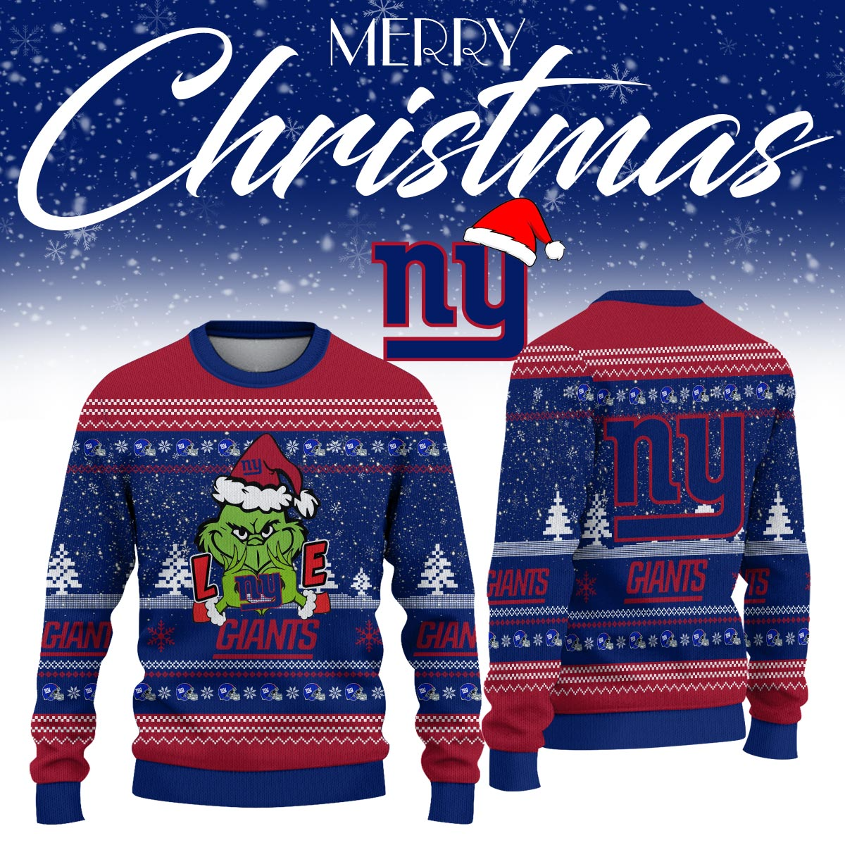 NYG x NFL Love Football Ugly Christmas Sweater DDT NTL