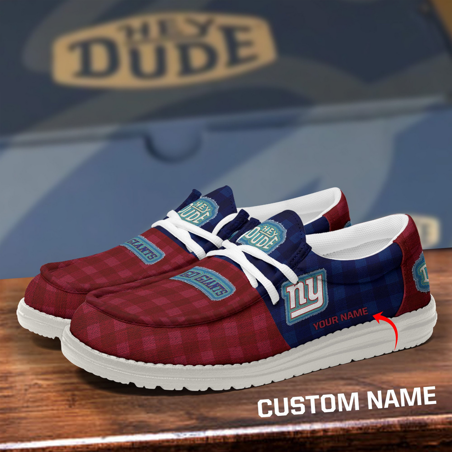 NYG x NFL Premium Hey Dude Shoes DATND TANTD