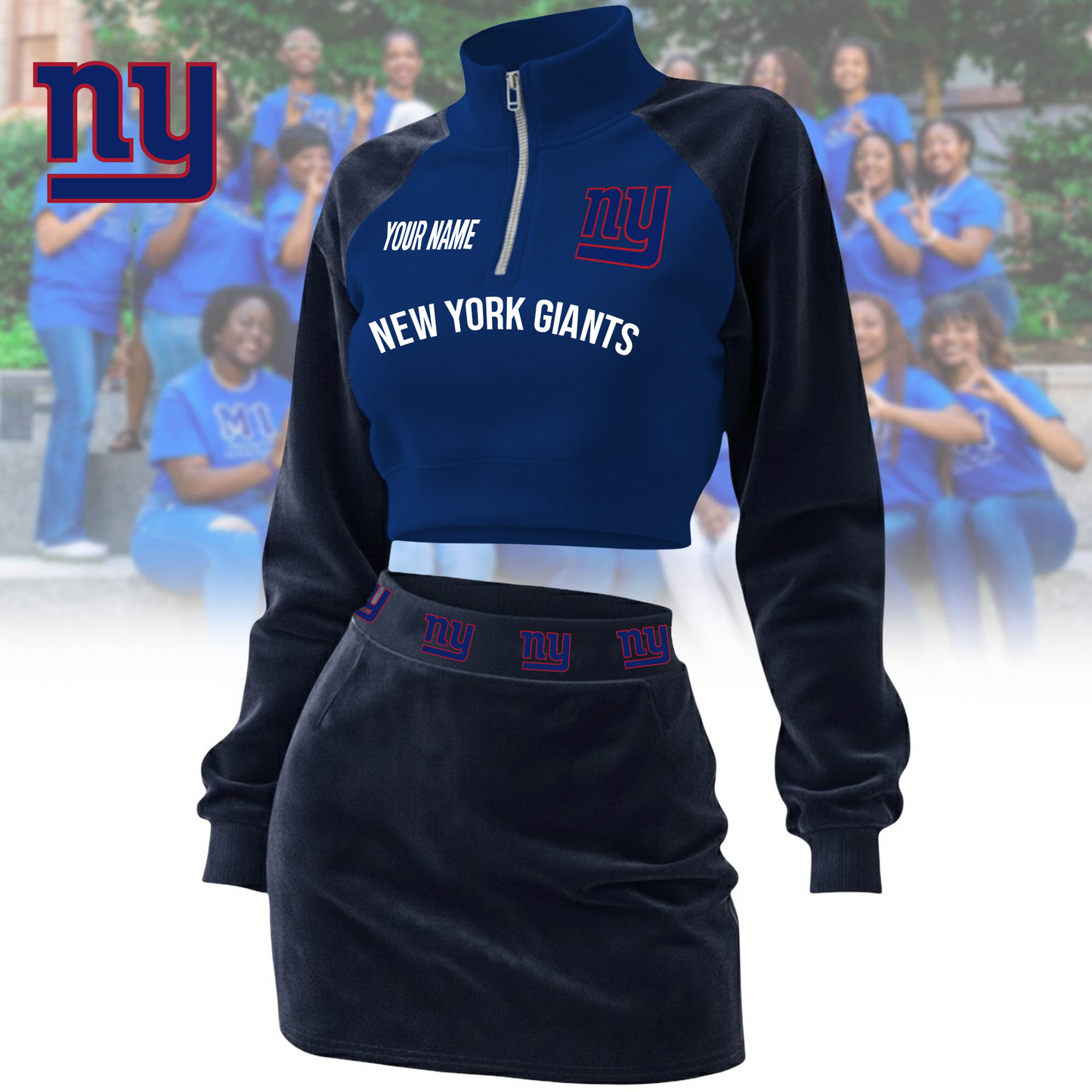 NYG x NFL Premium Long Zip Polo Shirt DDT CTND