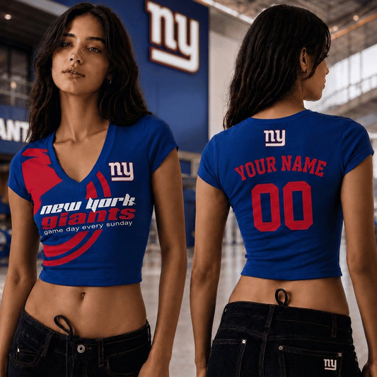 NYG x NFL Premium Women V-neck Croptop Personalized Gift For Fan