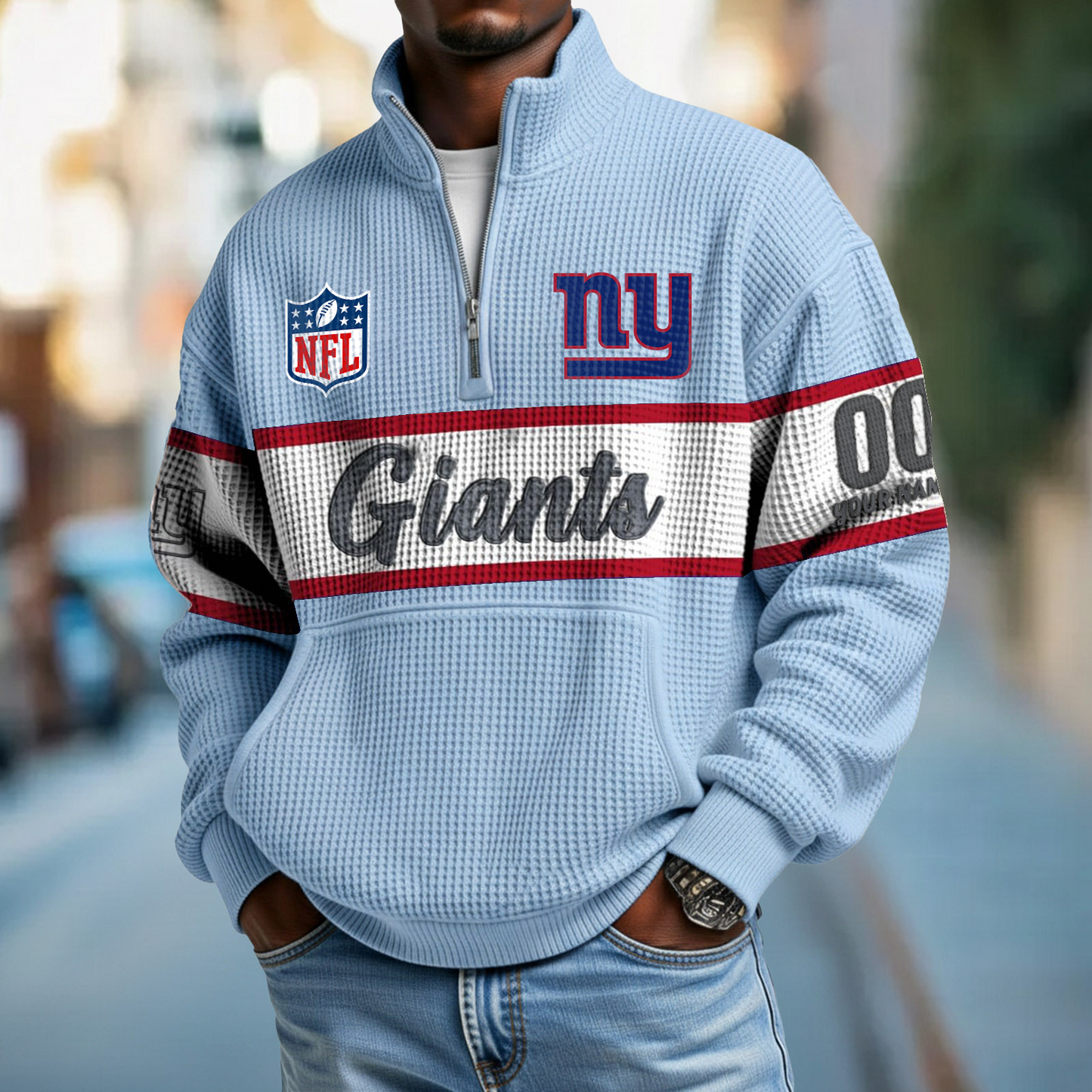 NYG x NFL Quarter-Zip Waffle Pullover DATND TANTD