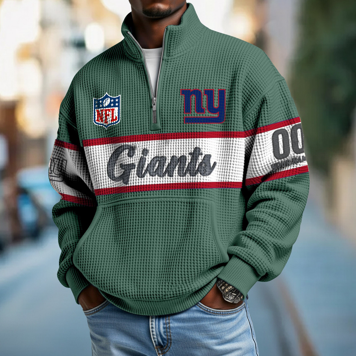 NYG x NFL Quarter-Zip Waffle Pullover DATND TANTD