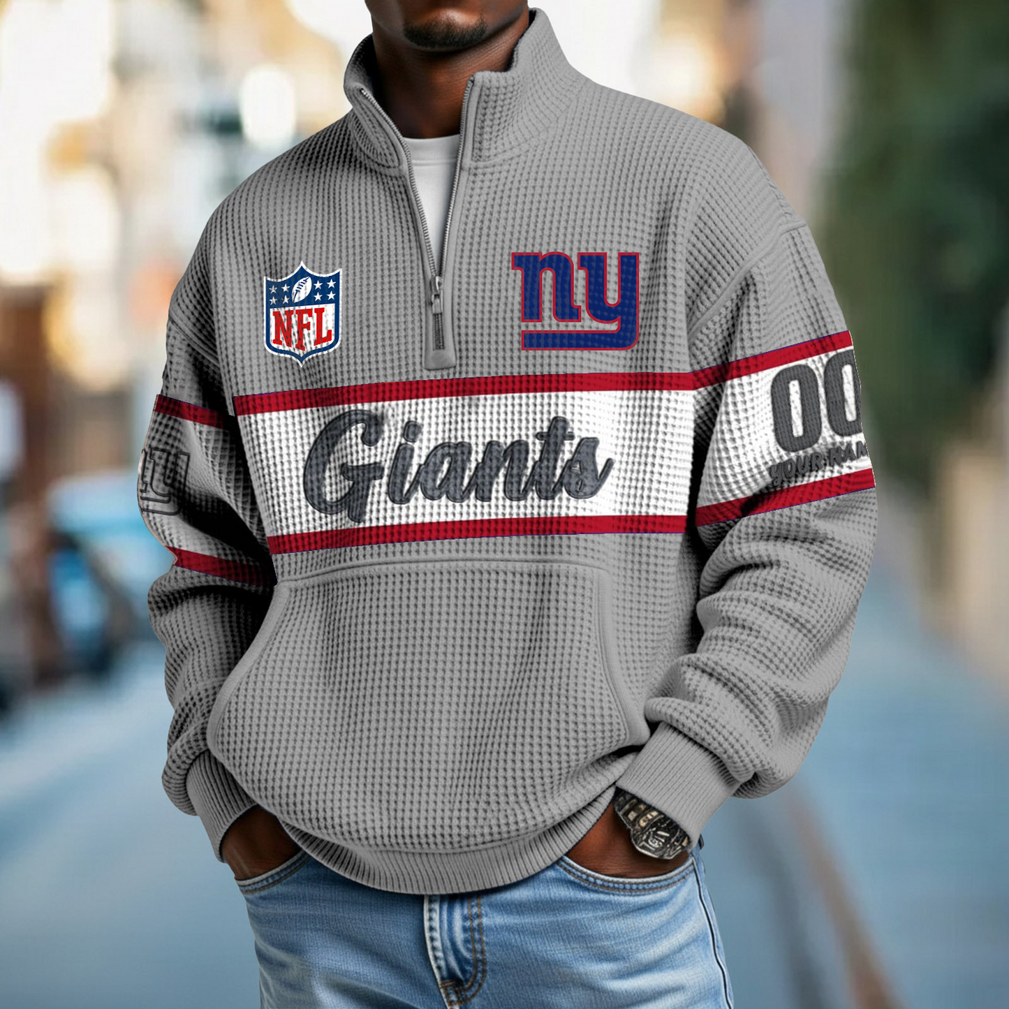 NYG x NFL Quarter-Zip Waffle Pullover DATND TANTD