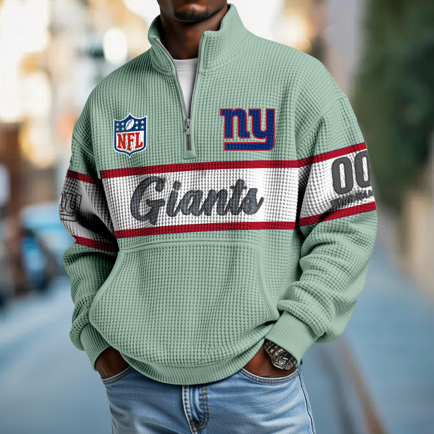 NYG x NFL Quarter-Zip Waffle Pullover DATND TANTD
