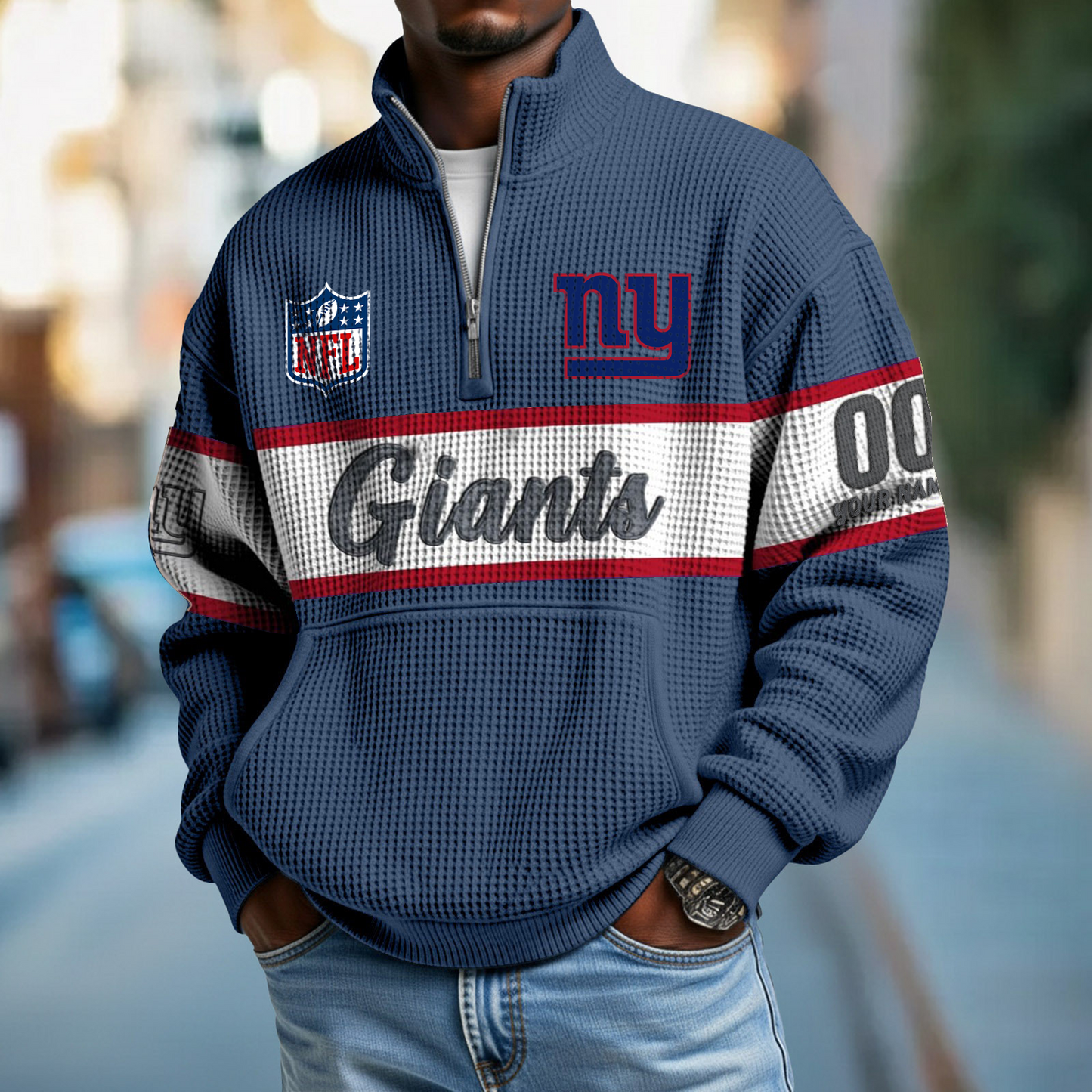 NYG x NFL Quarter-Zip Waffle Pullover DATND TANTD