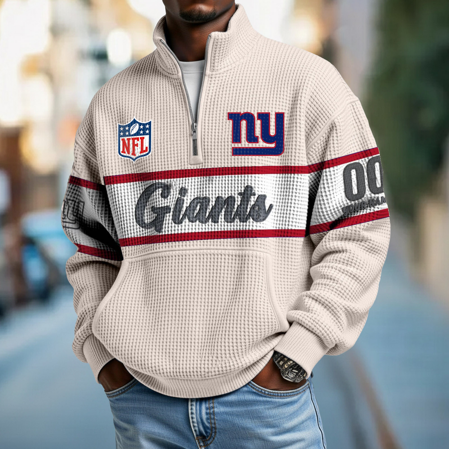 NYG x NFL Quarter-Zip Waffle Pullover DATND TANTD