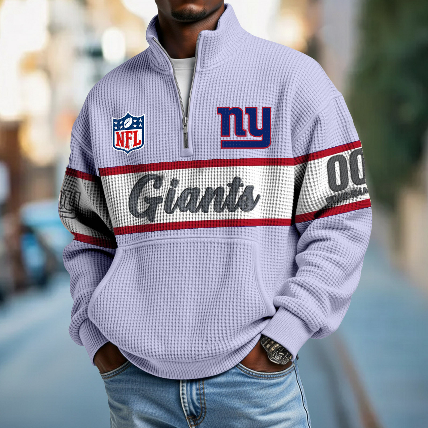 NYG x NFL Quarter-Zip Waffle Pullover DATND TANTD