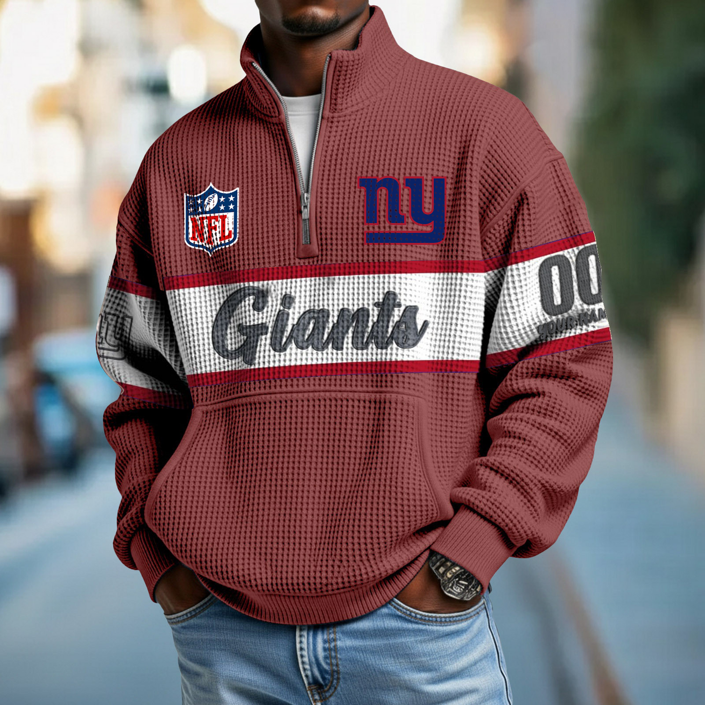 NYG x NFL Quarter-Zip Waffle Pullover DATND TANTD