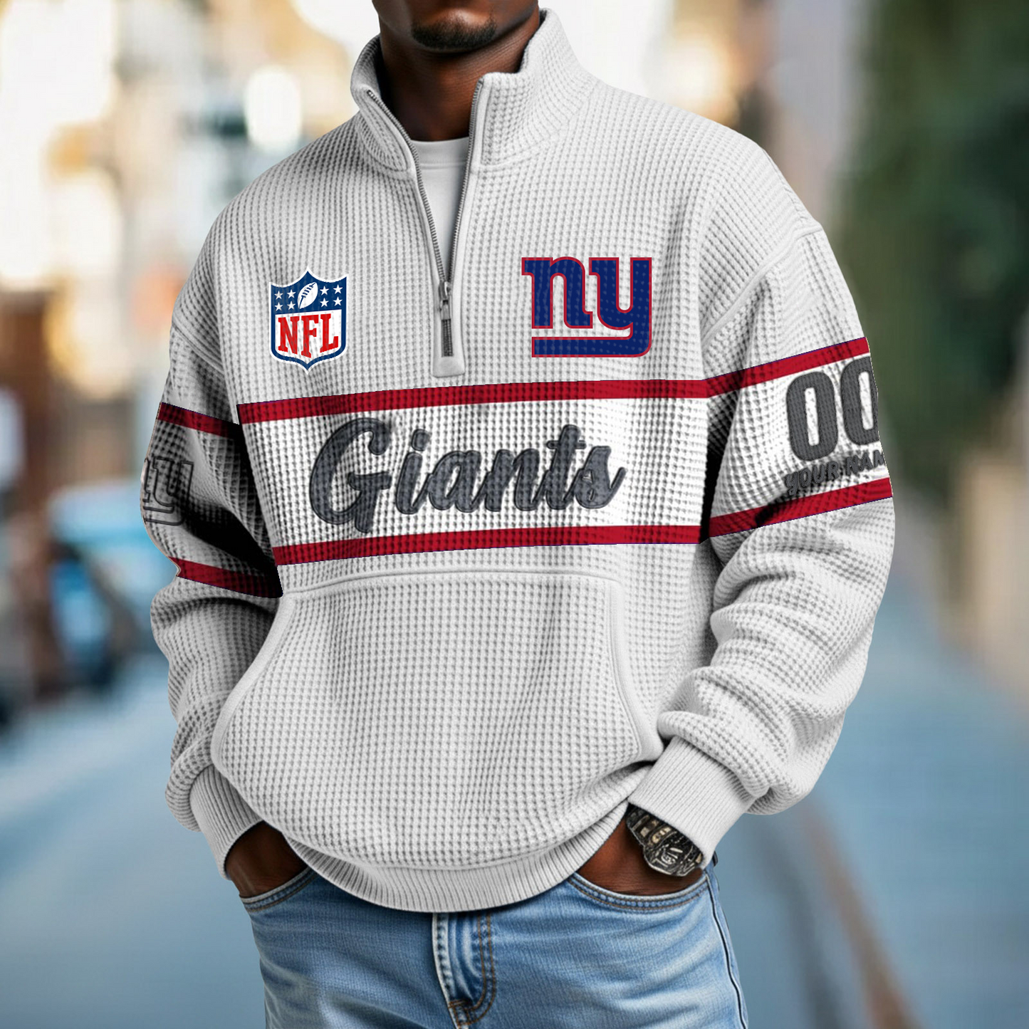 NYG x NFL Quarter-Zip Waffle Pullover DATND TANTD