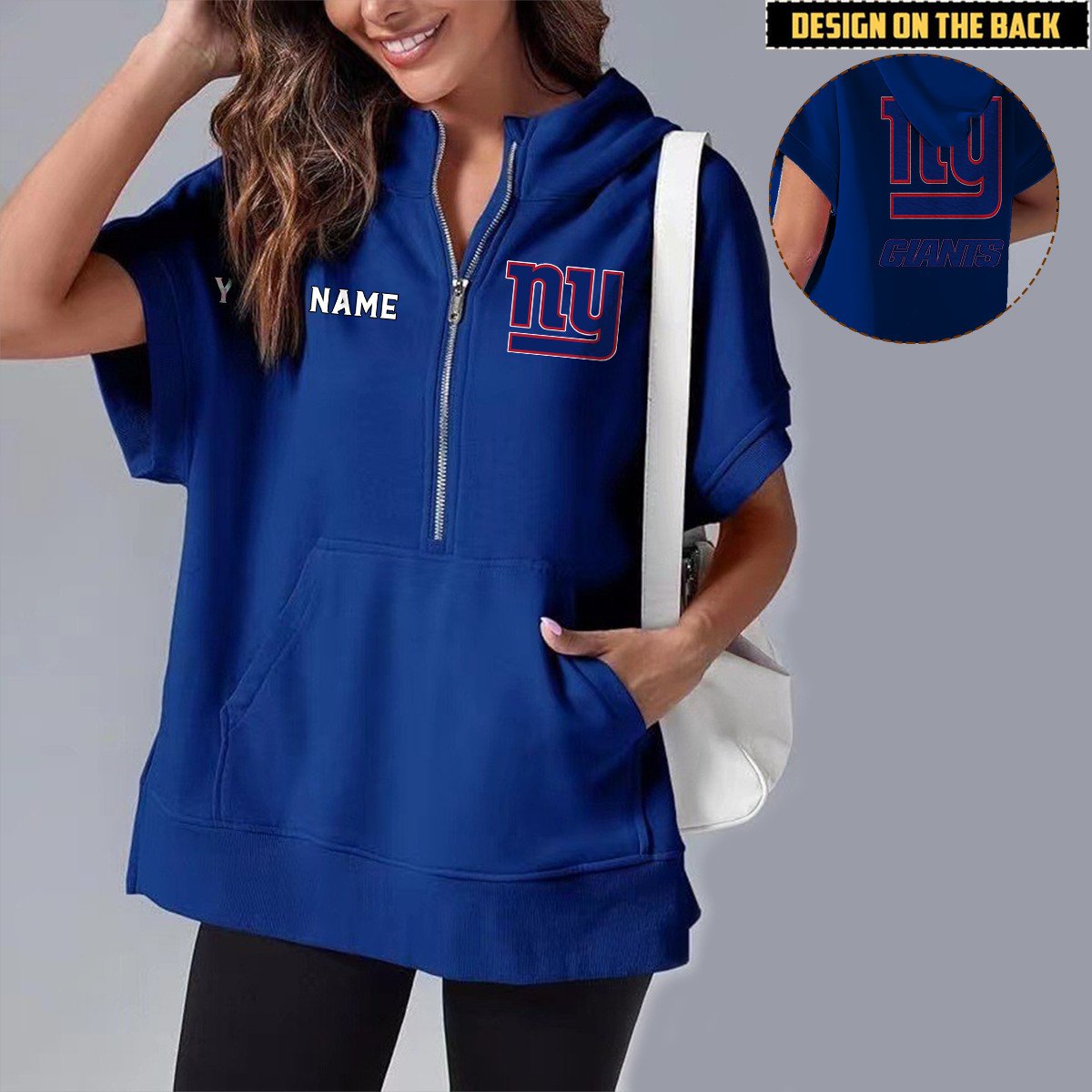 NYG x NFL Short Sleeve Zip Hoodie DATND TANTD