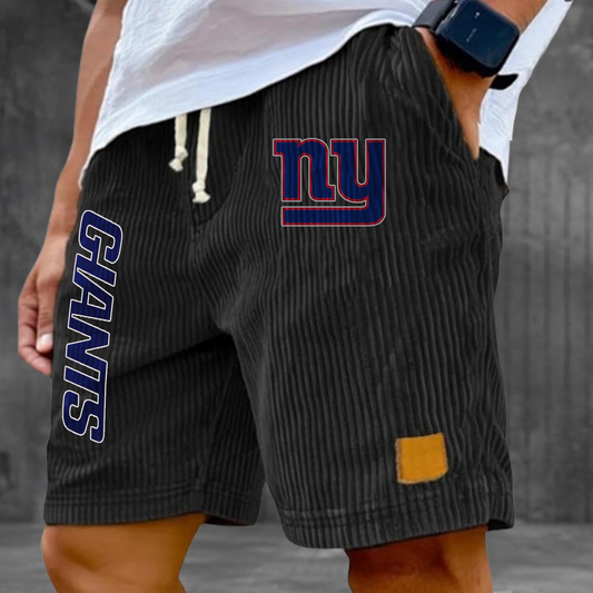 NYG x NFL Vintage Embroidered Logo Corduroy Stylish Lace-up Casual Shorts DATND TANTD 220526