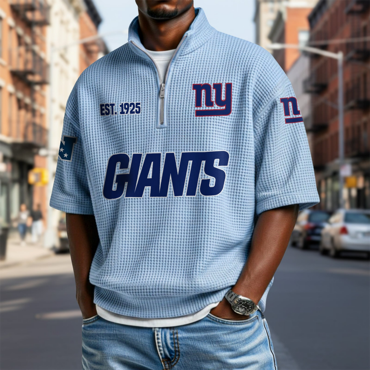 NYG x NFL Waffle Short Sleeve Polo Shirt DatND DVT
