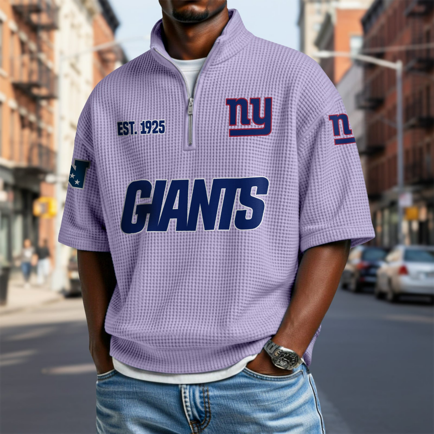 NYG x NFL Waffle Short Sleeve Polo Shirt DatND DVT