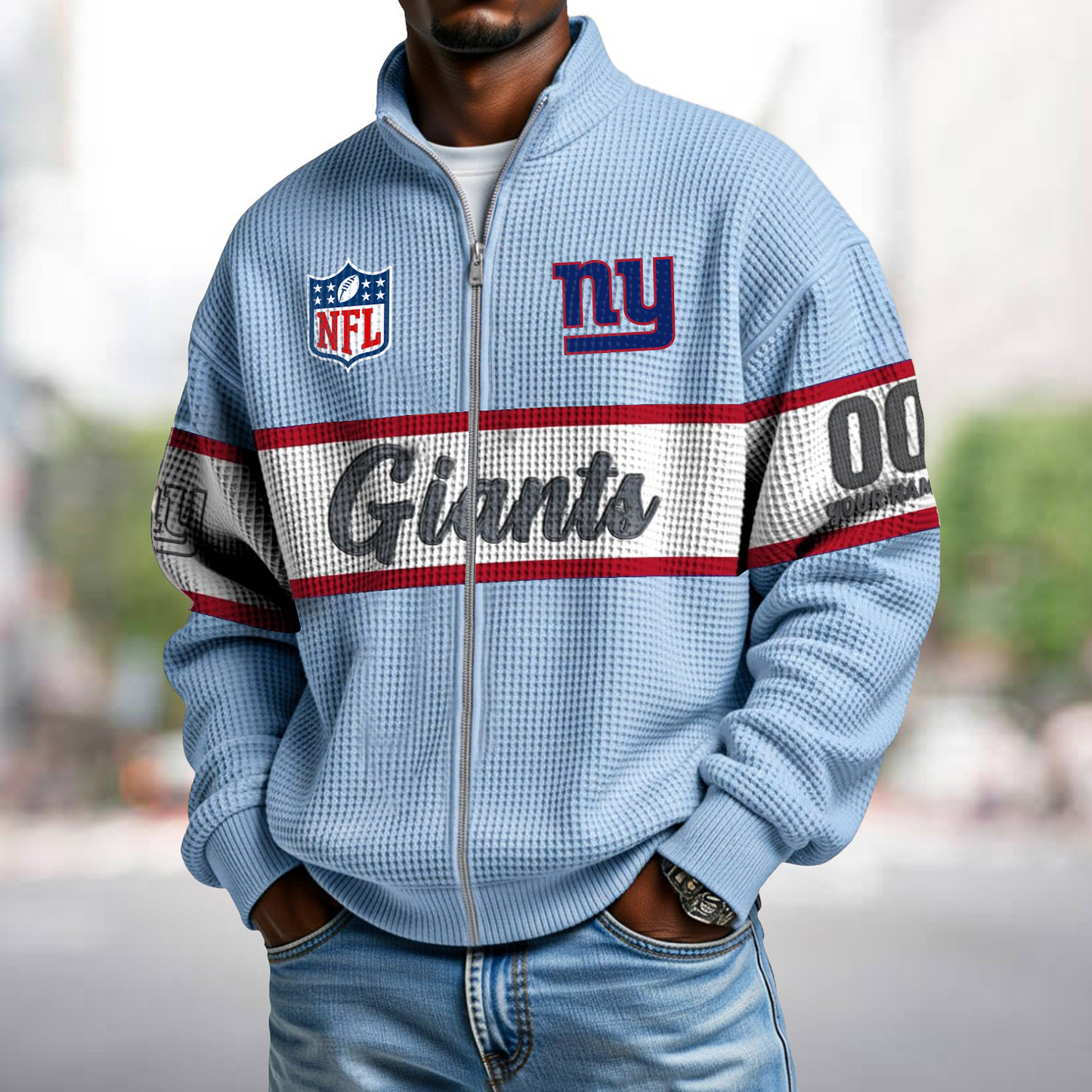 NYG x NFL Waffle Zip-Up Sweatshirt DATND TANTD