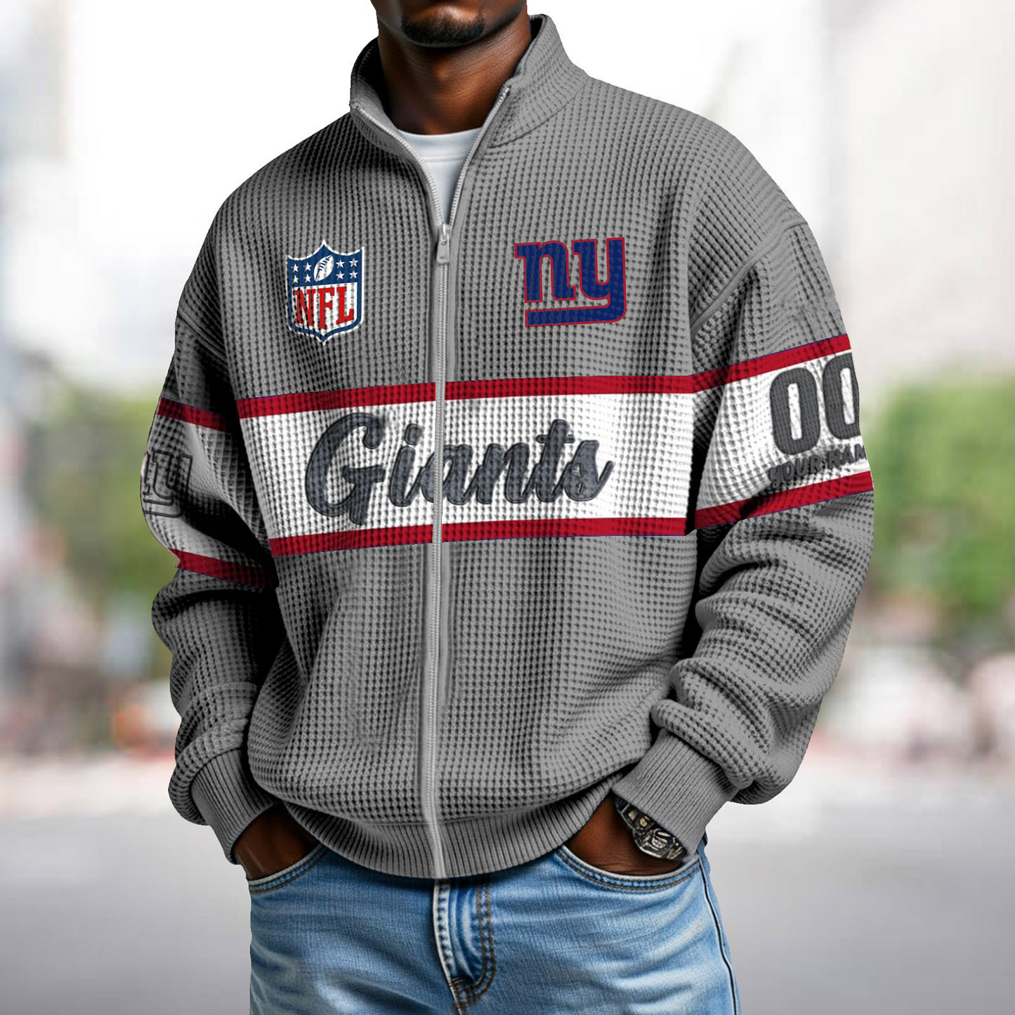 NYG x NFL Waffle Zip-Up Sweatshirt DATND TANTD