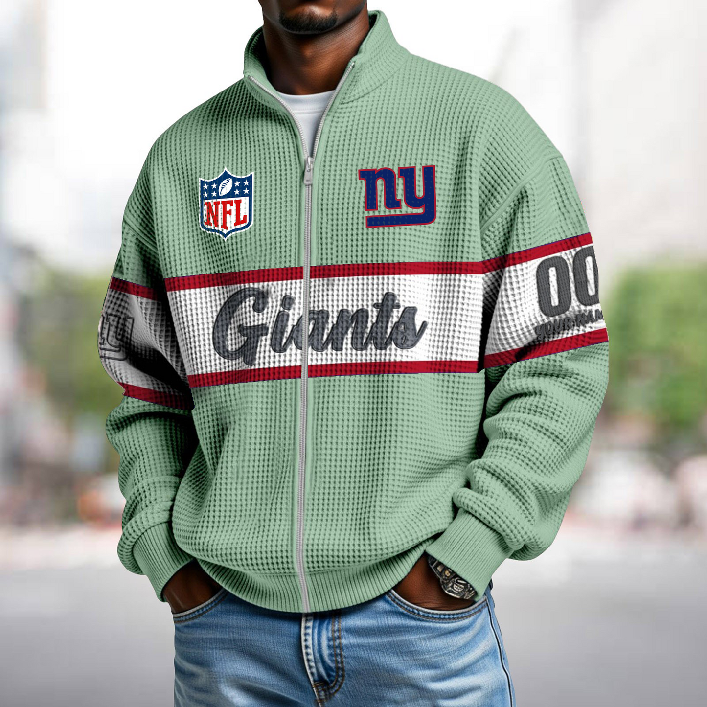NYG x NFL Waffle Zip-Up Sweatshirt DATND TANTD