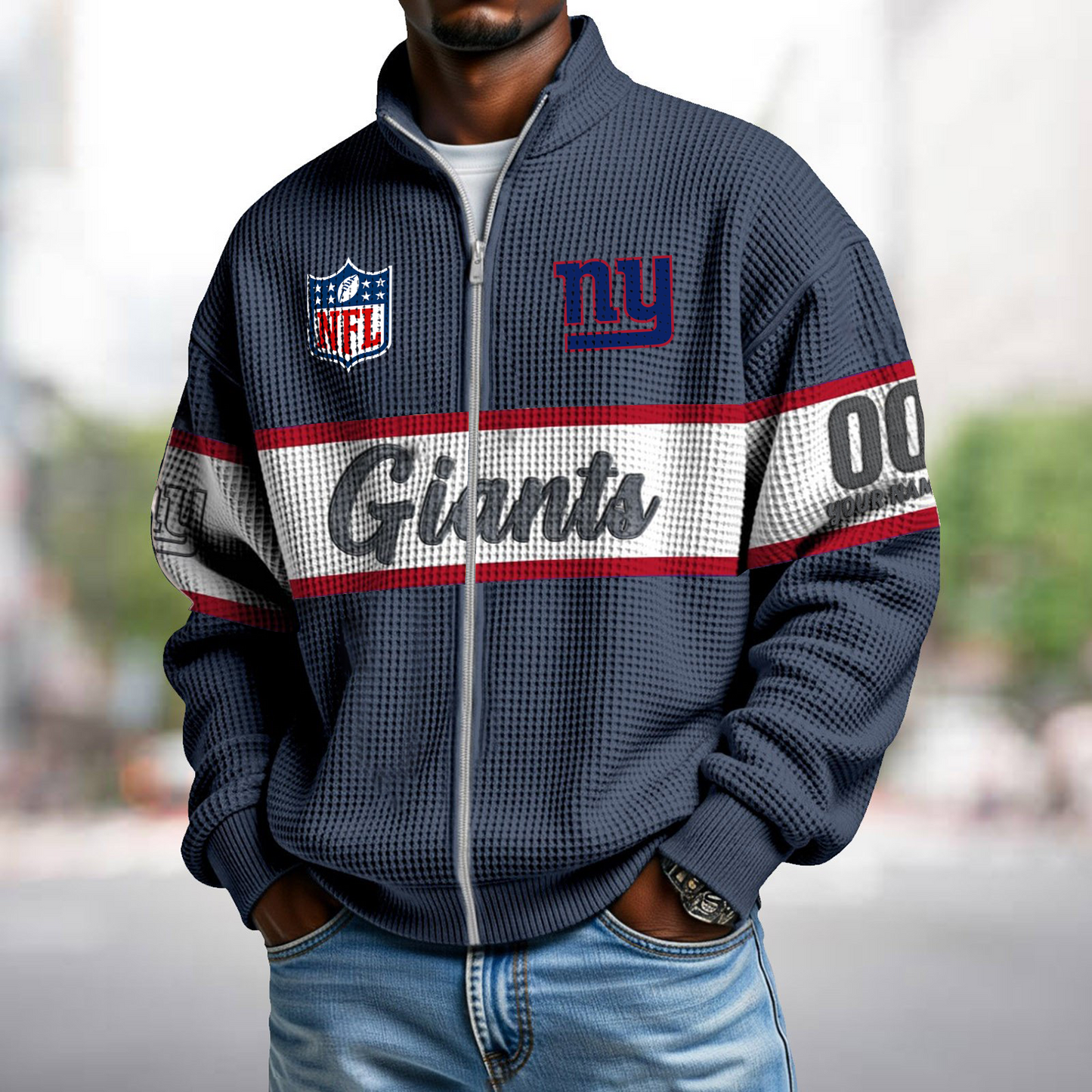 NYG x NFL Waffle Zip-Up Sweatshirt DATND TANTD