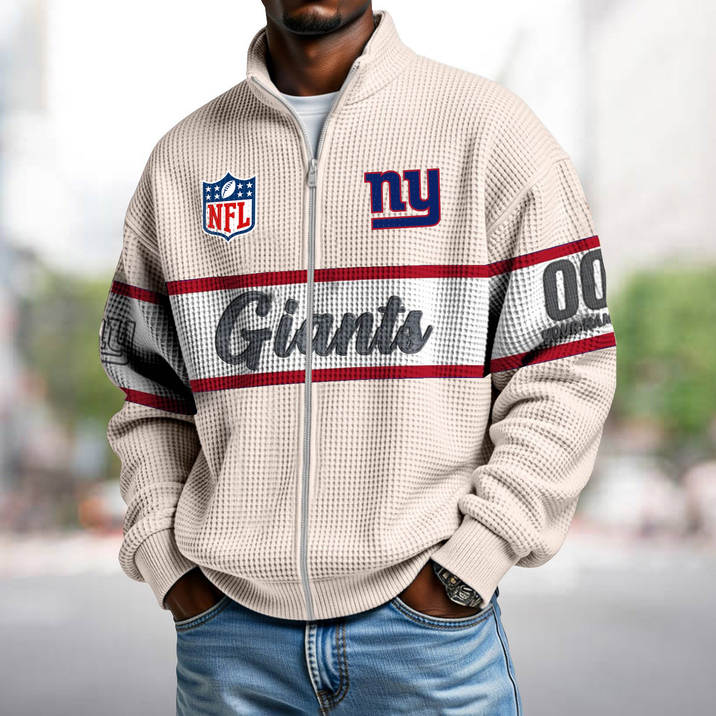 NYG x NFL Waffle Zip-Up Sweatshirt DATND TANTD