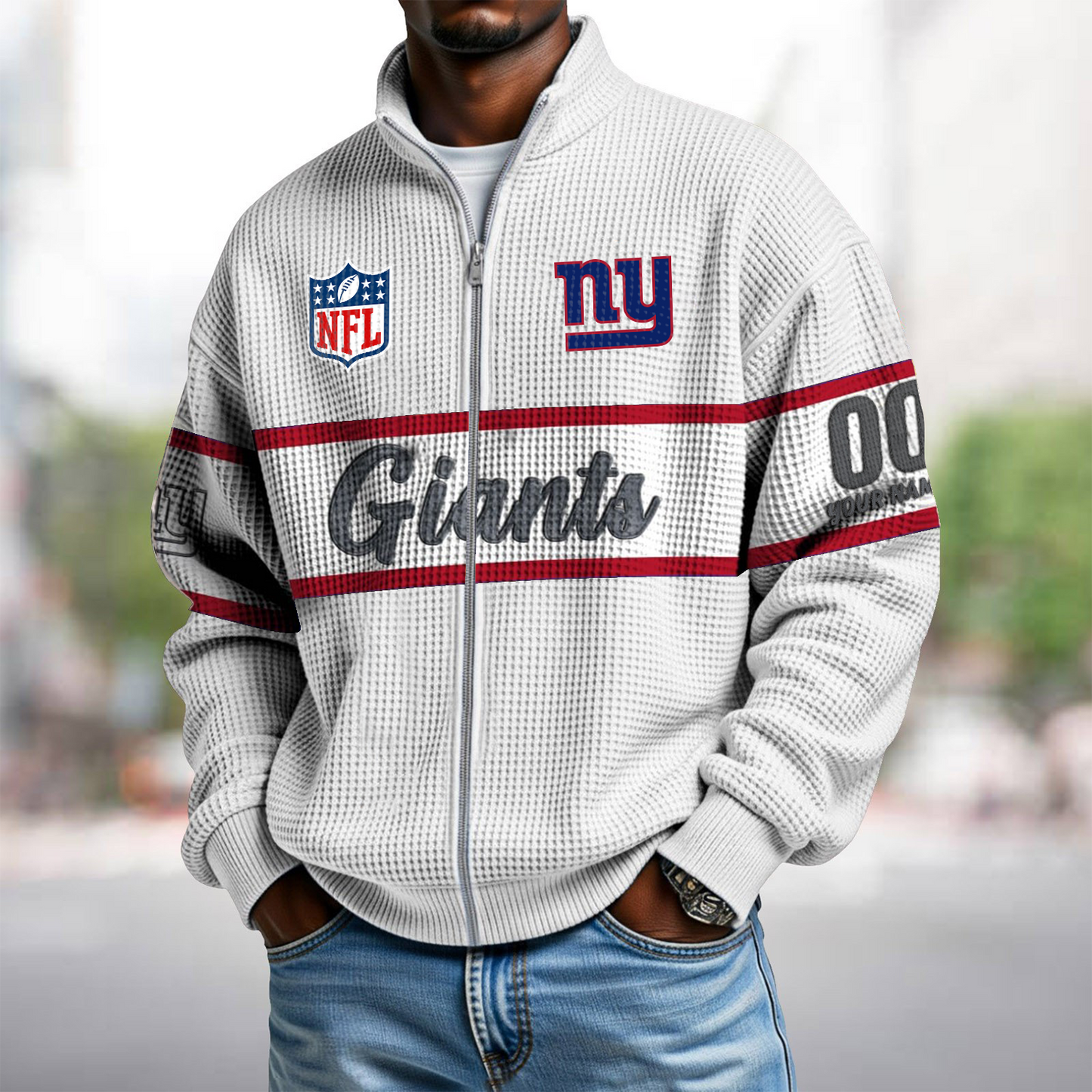NYG x NFL Waffle Zip-Up Sweatshirt DATND TANTD