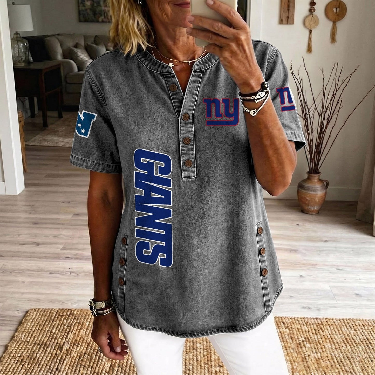 NYG x NFL Womenƒ??s Denim Casual Tops DATND LBN 190526