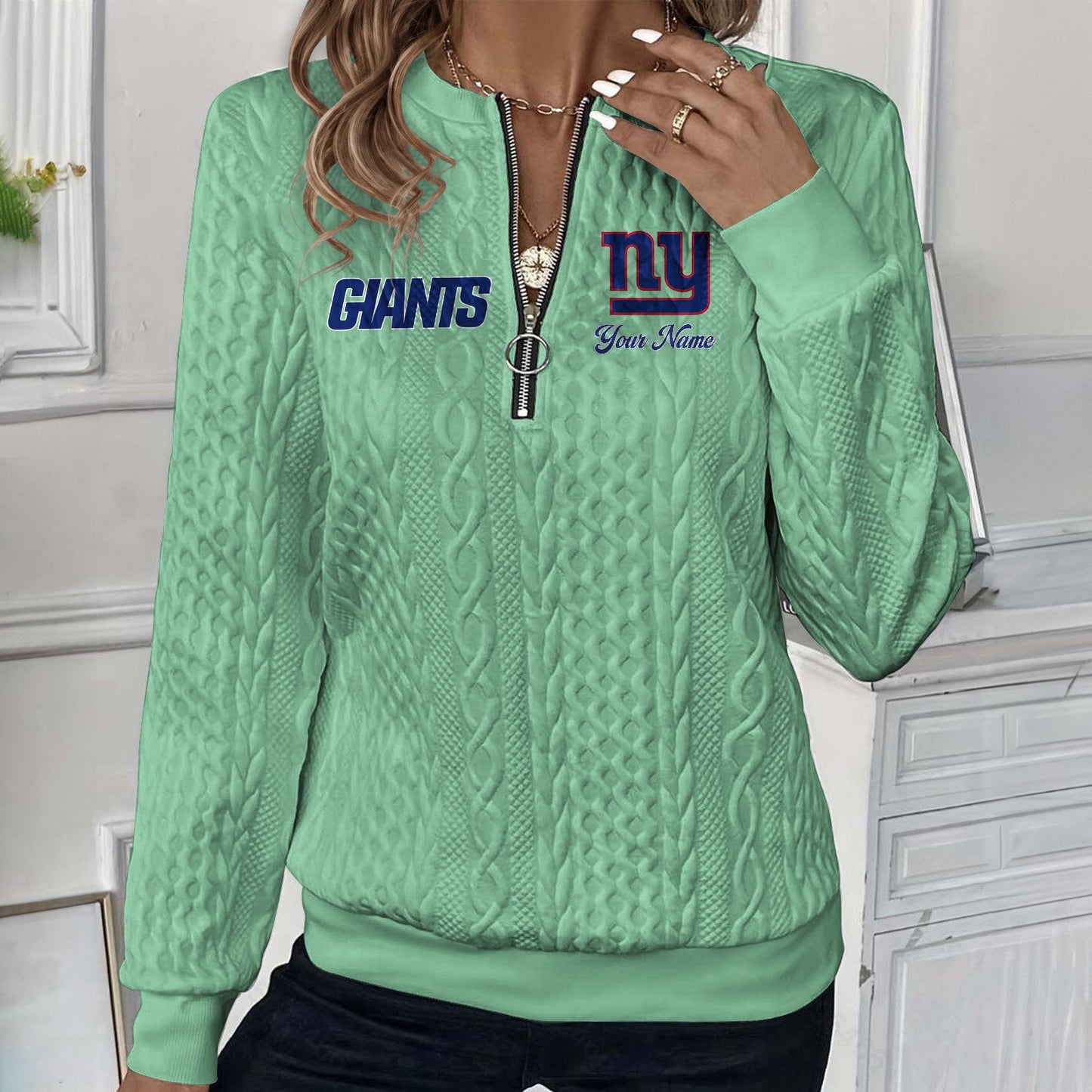 NYG x NFL Women's Quilted Zip-UP Sweatshirt DatND DVT