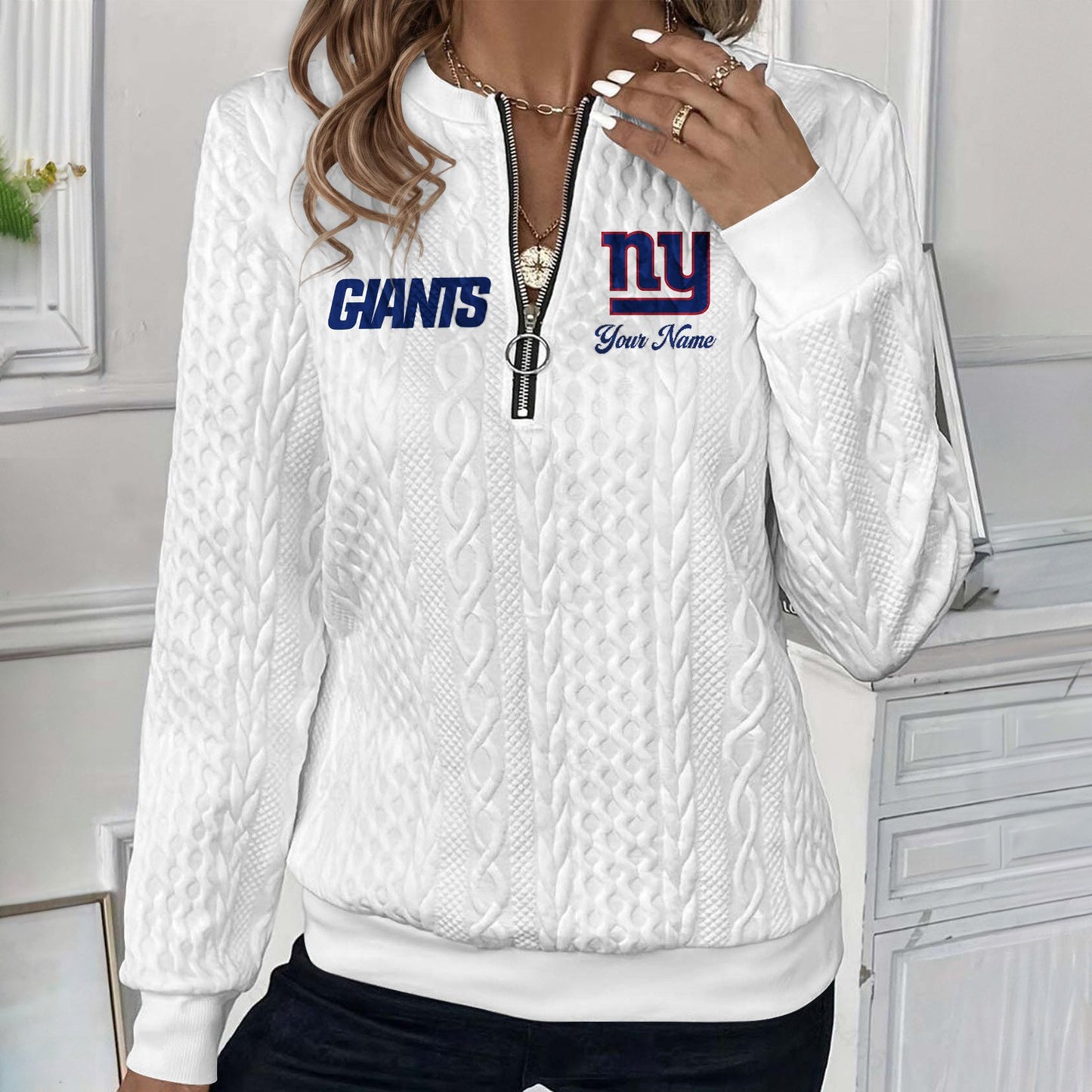 NYG x NFL Women's Quilted Zip-UP Sweatshirt DatND DVT