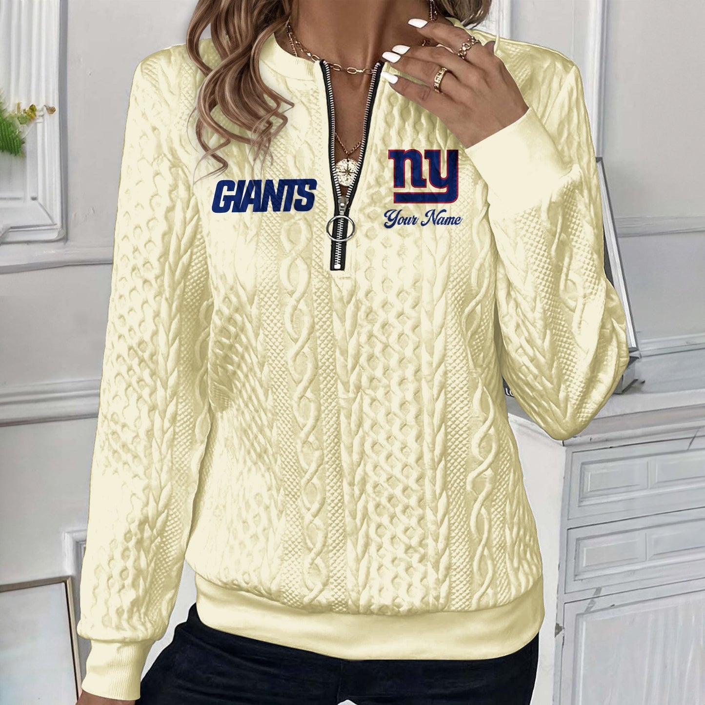NYG x NFL Women's Quilted Zip-UP Sweatshirt DatND DVT