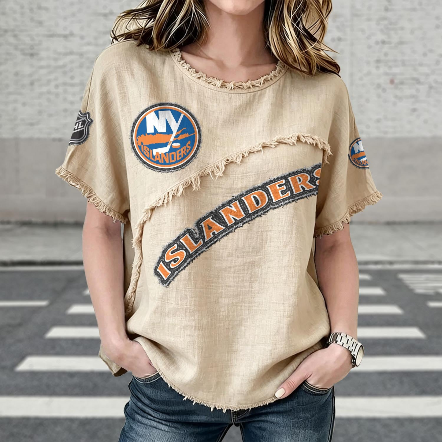 NYI x NHL Womenƒ??s Vintage O-Neck 2905 DatND DVT