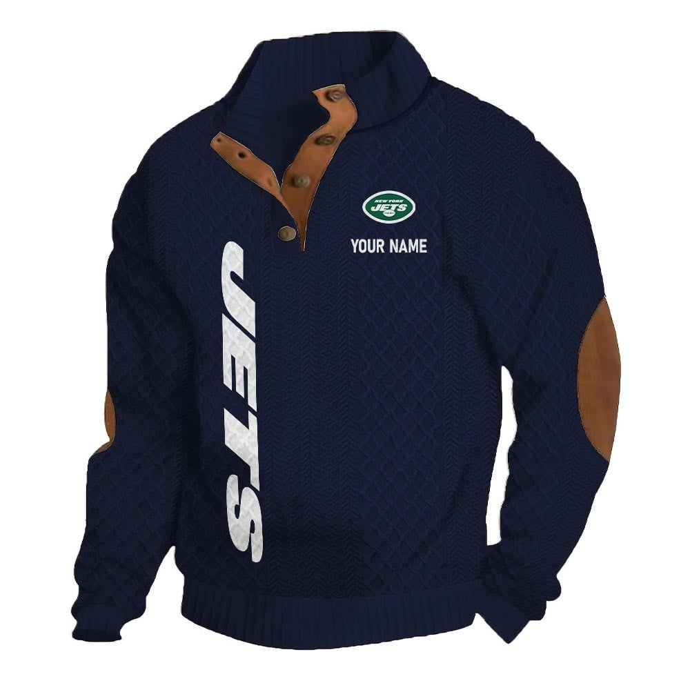 NYJ NFL Basic Knitted Stand Collar Sweatshirt DDT CTND