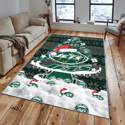 NYJ NFL Chrismas Carpet Rug DDT NTL