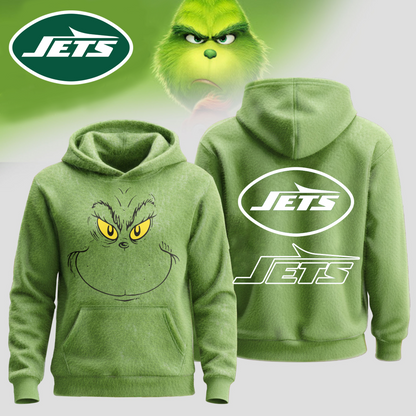 NYJ Premium NFL Grinch Christmas Hoodie DDT CTND