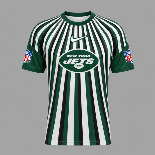 NYJ Premium NFL Men’s Athletic Vertical Stripe T-Shirt