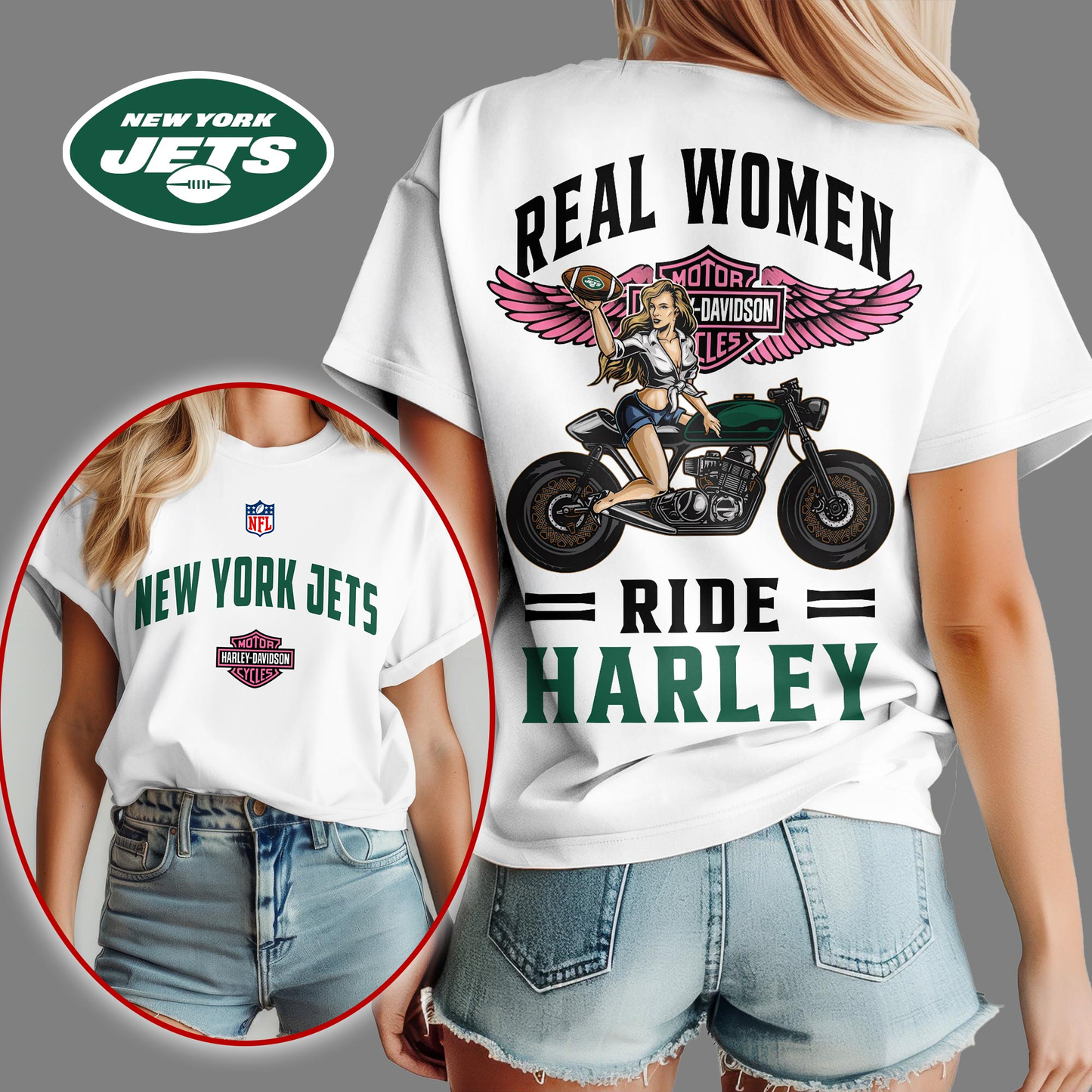 NYJ Premium NFL Real Women Ride Harley 3D Shirt DDT CTND