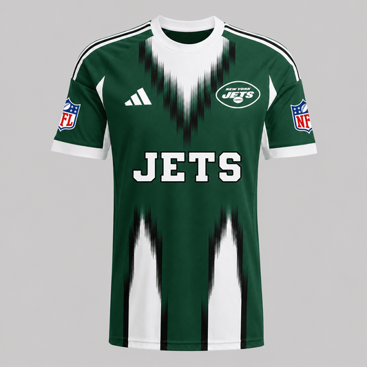 NYJ X Premium NFL Men’s Athletic Brush Stripe T-Shirt