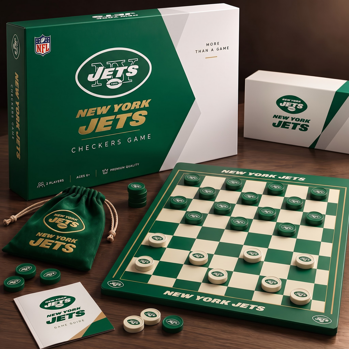 NYJ X Premium NFL Sports Legends Classic Checkers Set