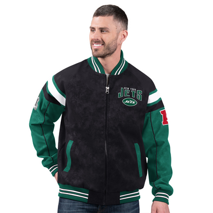 NYJ x NFL Officially Licensed Faux Suede Jacket DATND TANTD