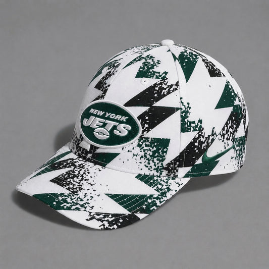 NYJ x NFL Premium Sports Fan Geometric Pattern Baseball Cap